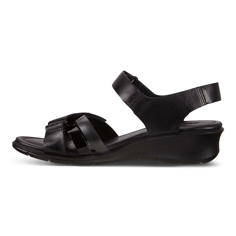 ECCO Womens Sandals Black - Felicia Adjustable Strap - OQB-105967